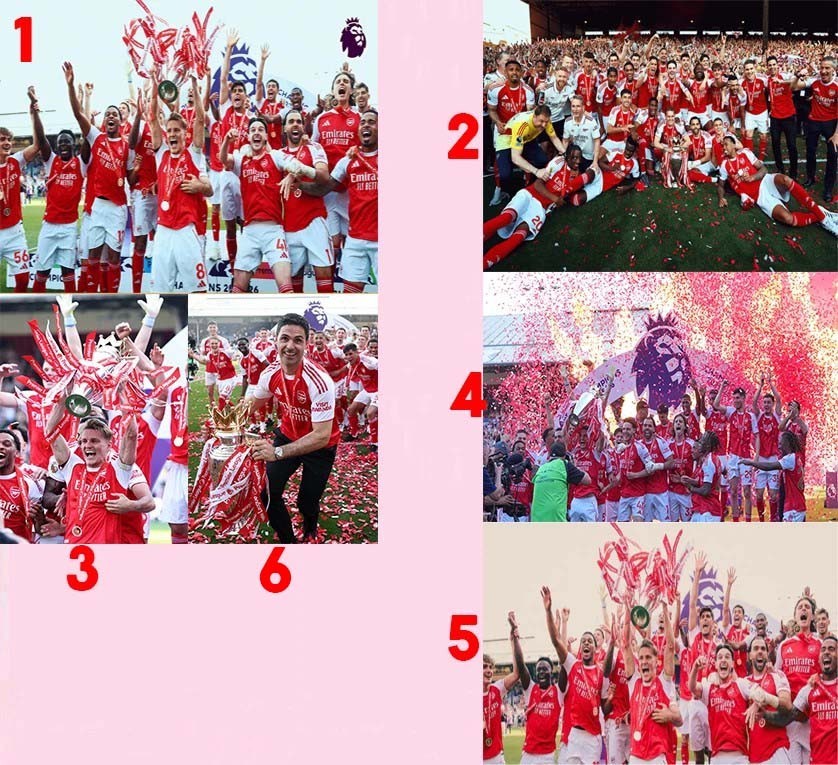 Arsenal 2025 2026 Premier League Lifting The Trophy Up Celebration Photo Poster