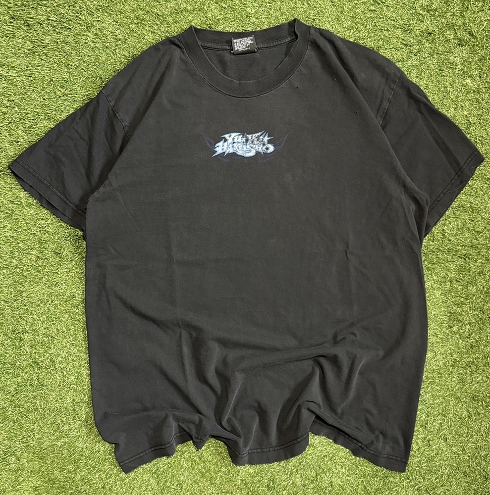 Vintage Yu Yu Hakusho Shirt Mens XL Black Anime Graphic ODM Faded Blue Flames