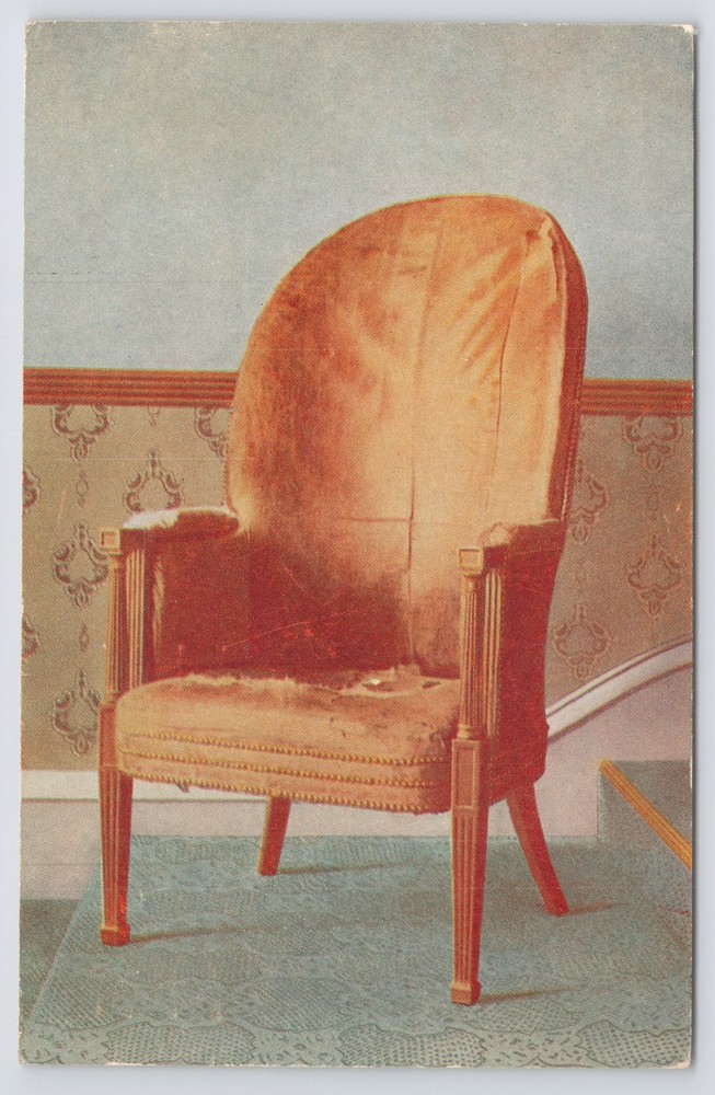Mount Vernon Virginia~Chair From Washington Library~1950s Postcard