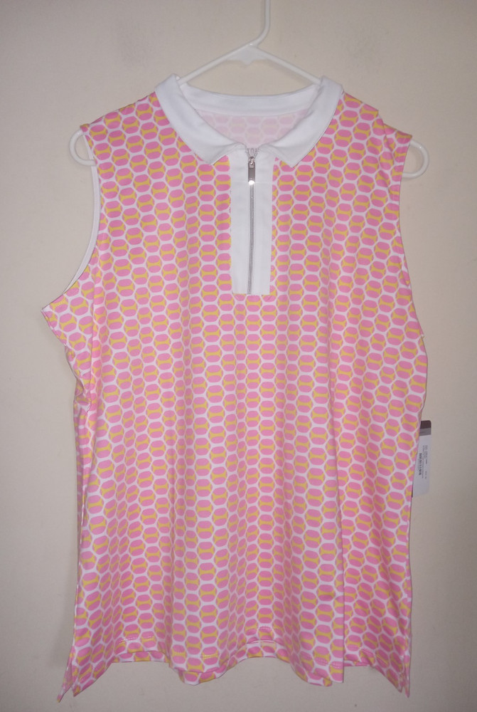 Tail  Women's Golf Shirt XL Sleeveless 1/4 Zip Lifestyle Casual Pink Yellow