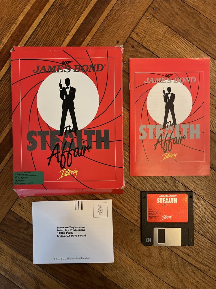 James Bond - The Stealth Affair 3.5 Floppy IBM/Tandy W/ Manual / Disk Big Box PC