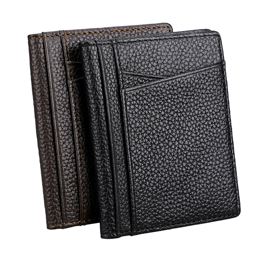 Men's Leather Card Case Multi-card Slot Wallet Foldable Small Id Card Wallet US