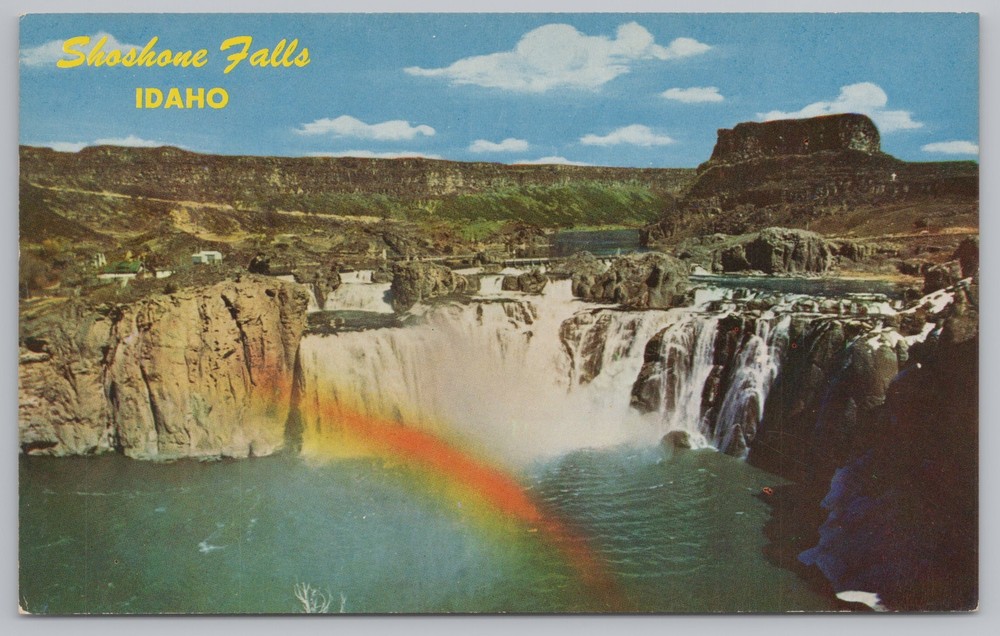 Shoshone Falls Idaho~Birdseye View of Falls & Snake River~Vintage Postcard
