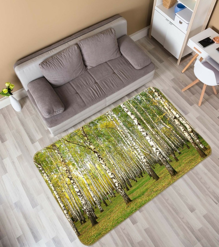 3D Weiß Wald ZHUC6009 Spiel Rutschfester Teppich Matte Foto Teppich Zoe