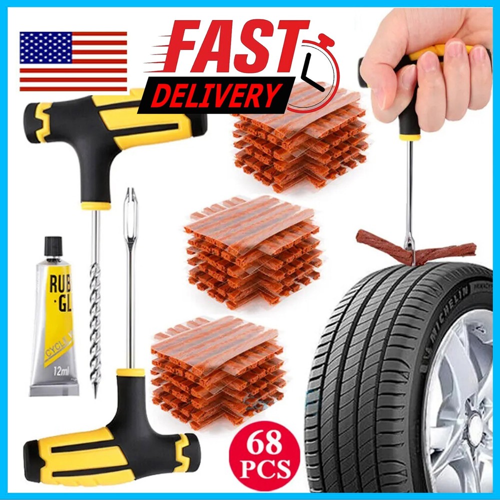 68pc Tire Repair Kit DIY Flat Tire Repair Car Truck Motorcycle Home Plug Patch