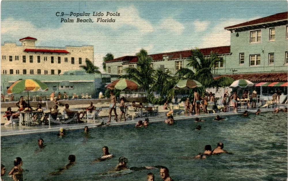 Lido Pools, Palm Beach, Florida, F. E. C. News Co., West Postcard
