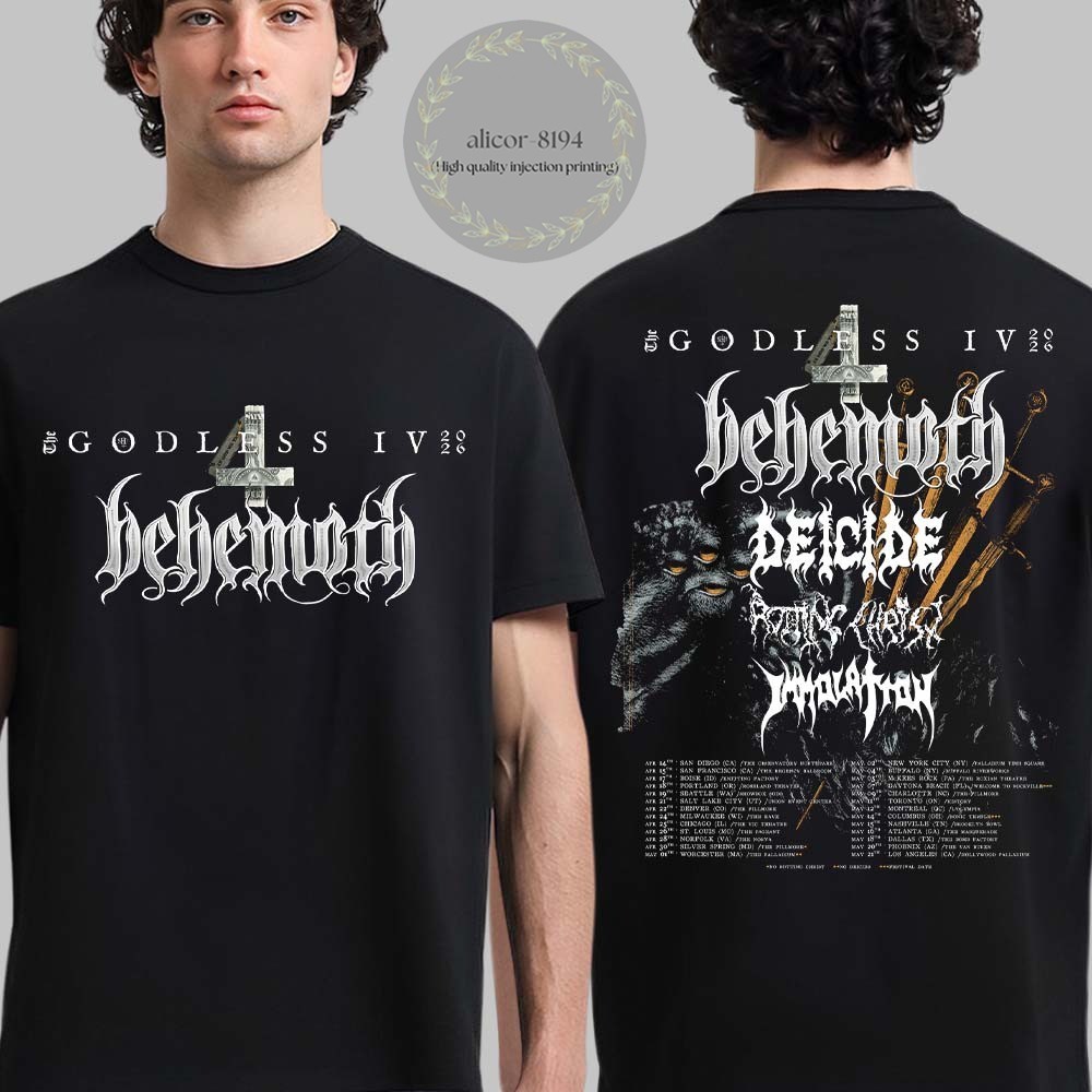 Behemoth The Godless IV 2026 Tour North America City Dates Two Sided T-Shirt