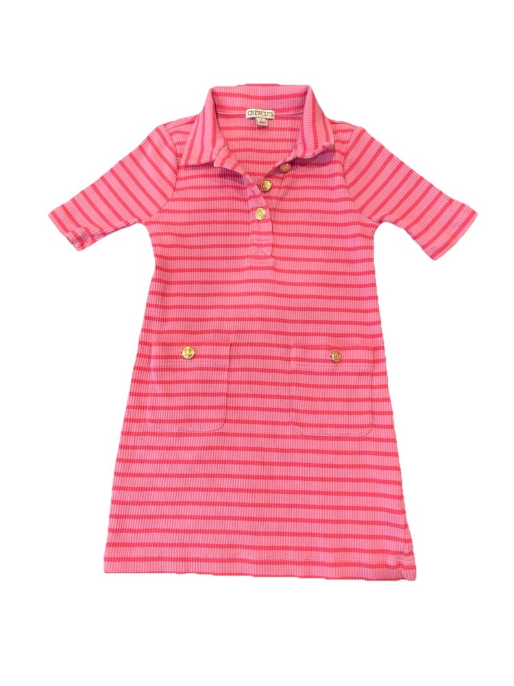 J. Crew Crewcuts Girls' Pink Striped Dress Size 6 with Pockets