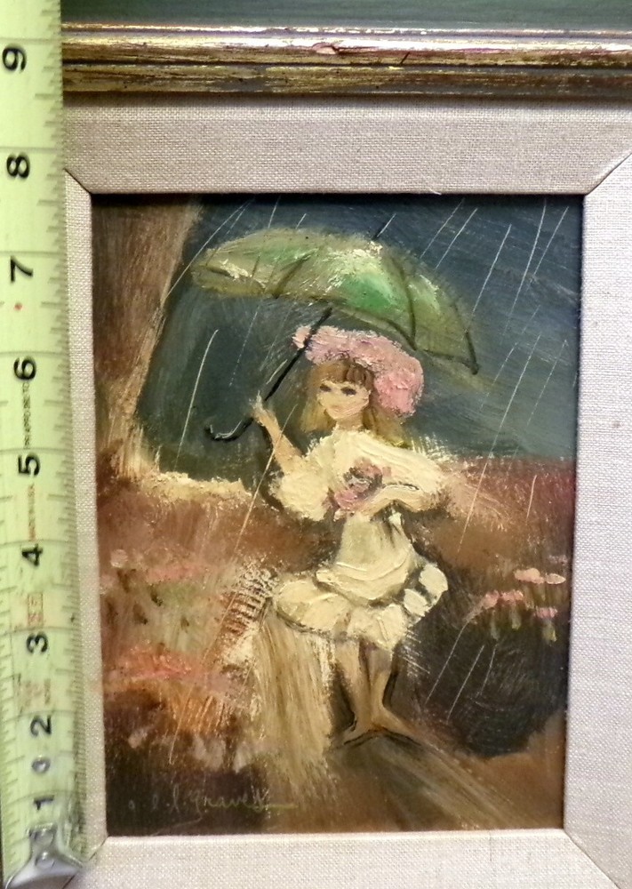 Signed OEL Graves Oil Painting Young Girl Titled APRIL Framed California Artist