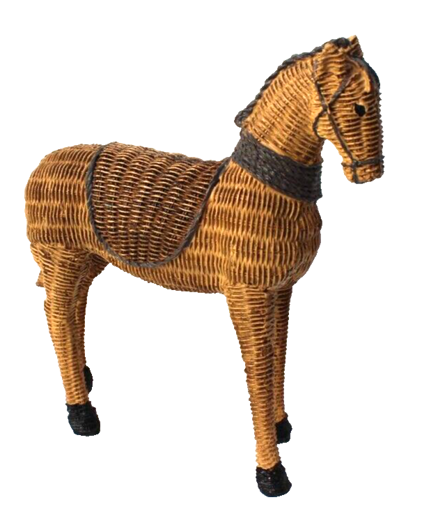 Boho Retro Rattan Horse Statue for Stylish Home Decor Figurine