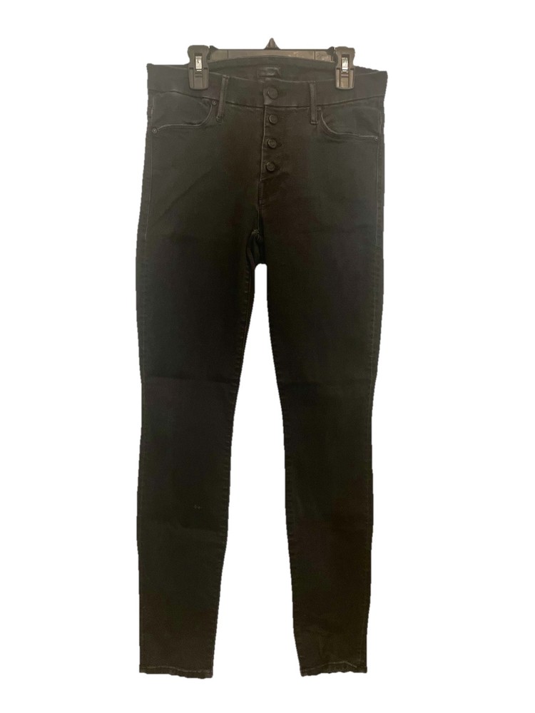 Mother Jeans Womens 28 Black The Pixie Button Fly High Rise Stretch