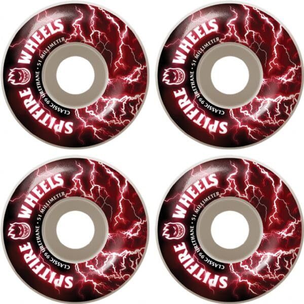 Spitfire Wheels Firebolt White/Red Skateboard Wheels - 51mm 99a (Set of 4)