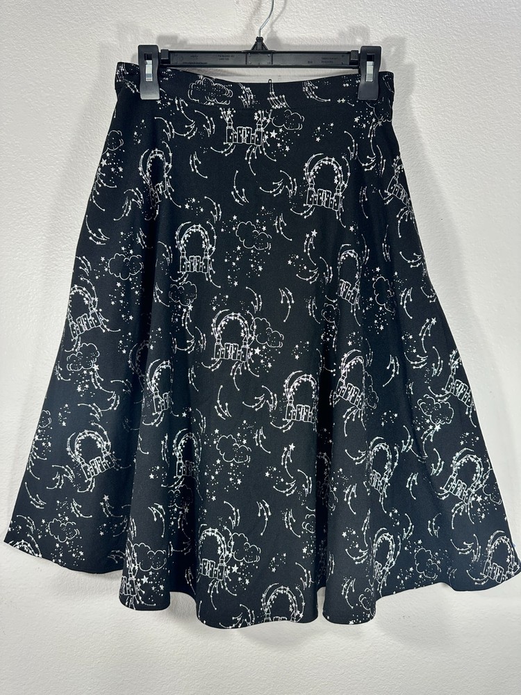 Collectif Sadie Dream Castle Swing Black Midi Skirt Whimsigoth Fairy Size M BN