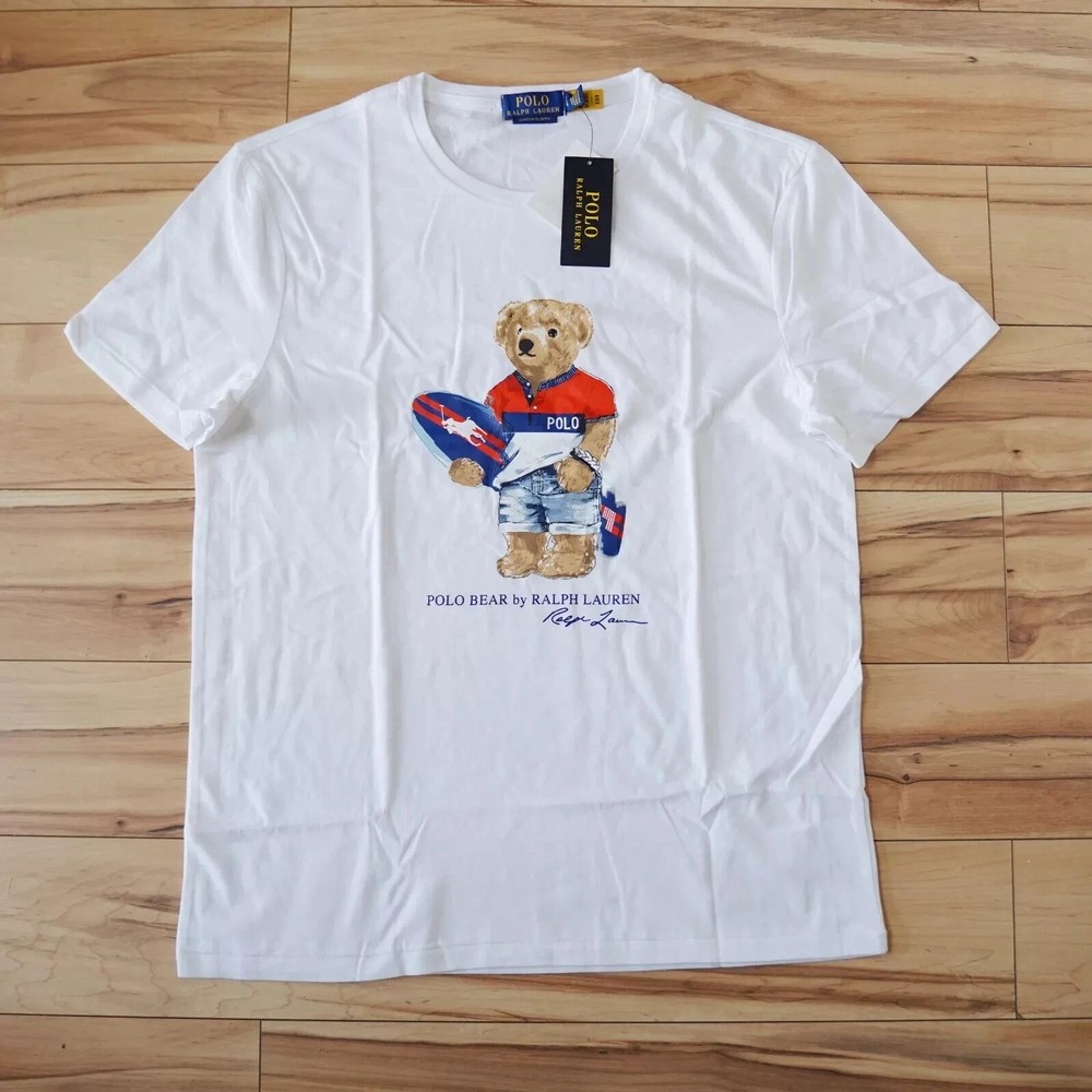 NWT Polo Ralph Lauren Slim Fit Surf Board USA Bear Tee T-Shirt Size XL,XXL