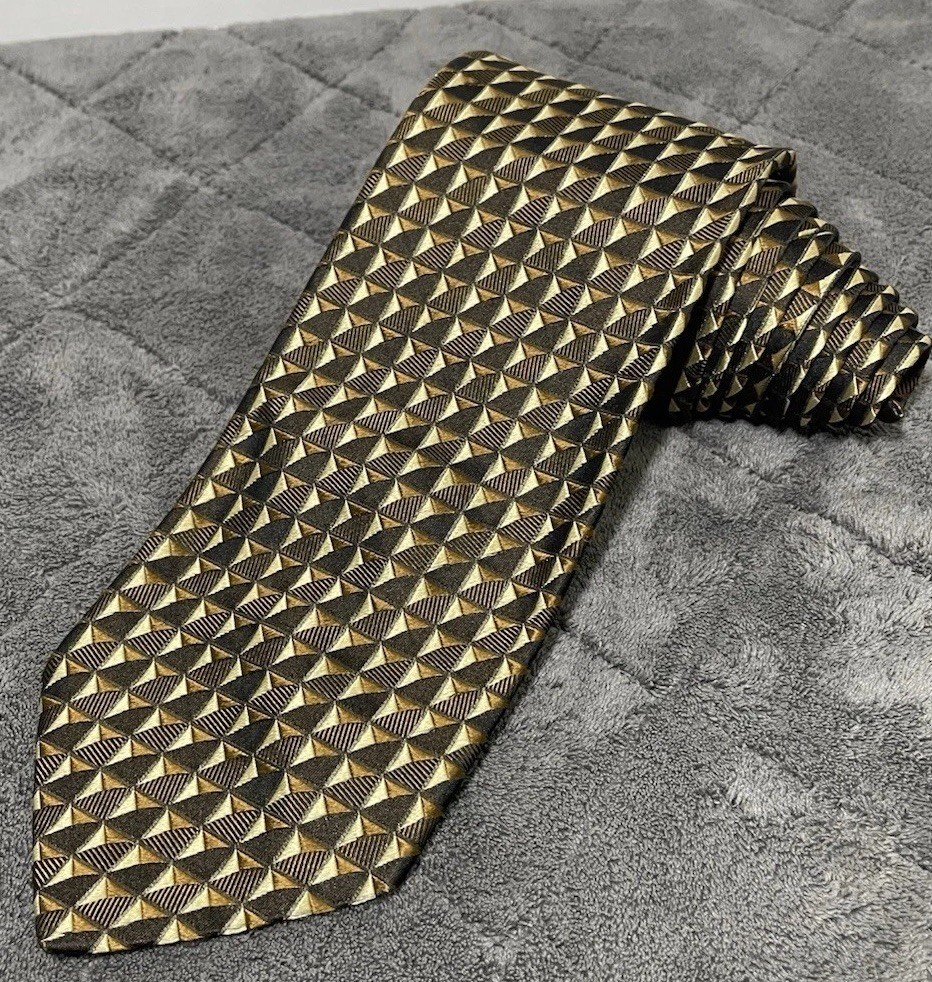 Zanetti Cravatte Bronze Geometric Foulard Silk Men's Neck Tie 58