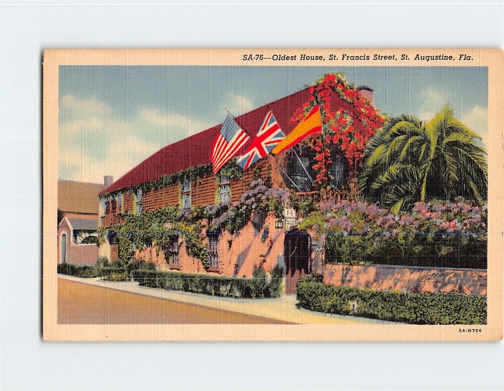 Postcard Oldest House Saint Francis Street St. Augustine Florida USA America