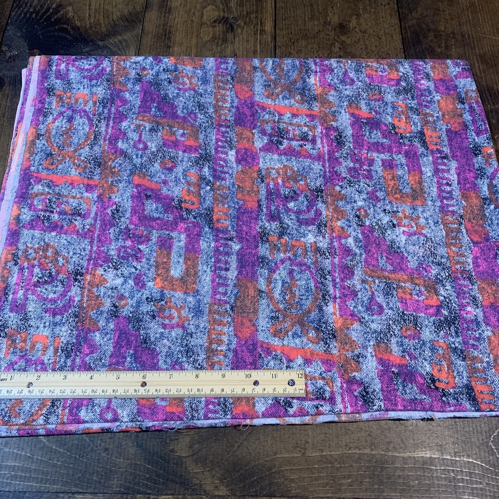 Aztec Abstract Graffiti in Pink Orange and Blue, Cotton 4 yards 17