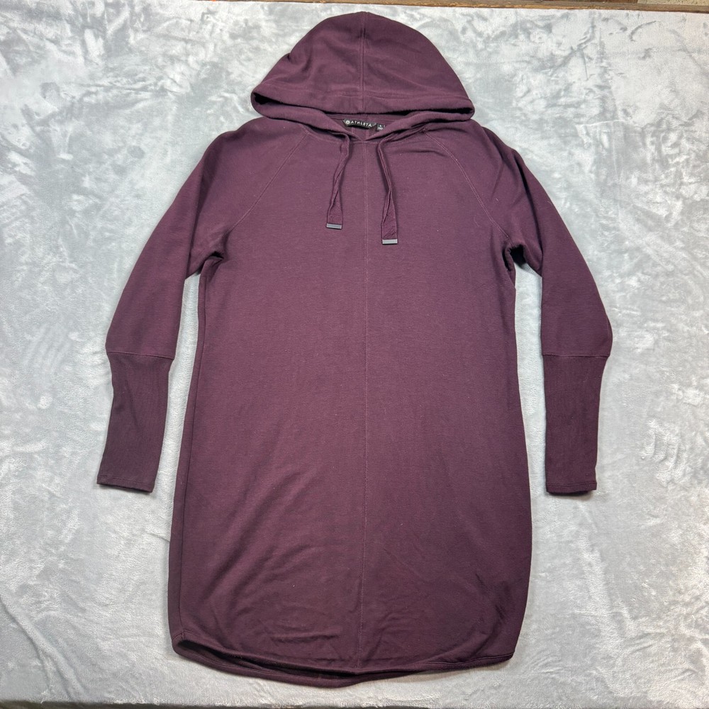 Women’s Athleta Solitude Hoodie Sweatshirt Dress Auberge SZ Large Tunic Purple