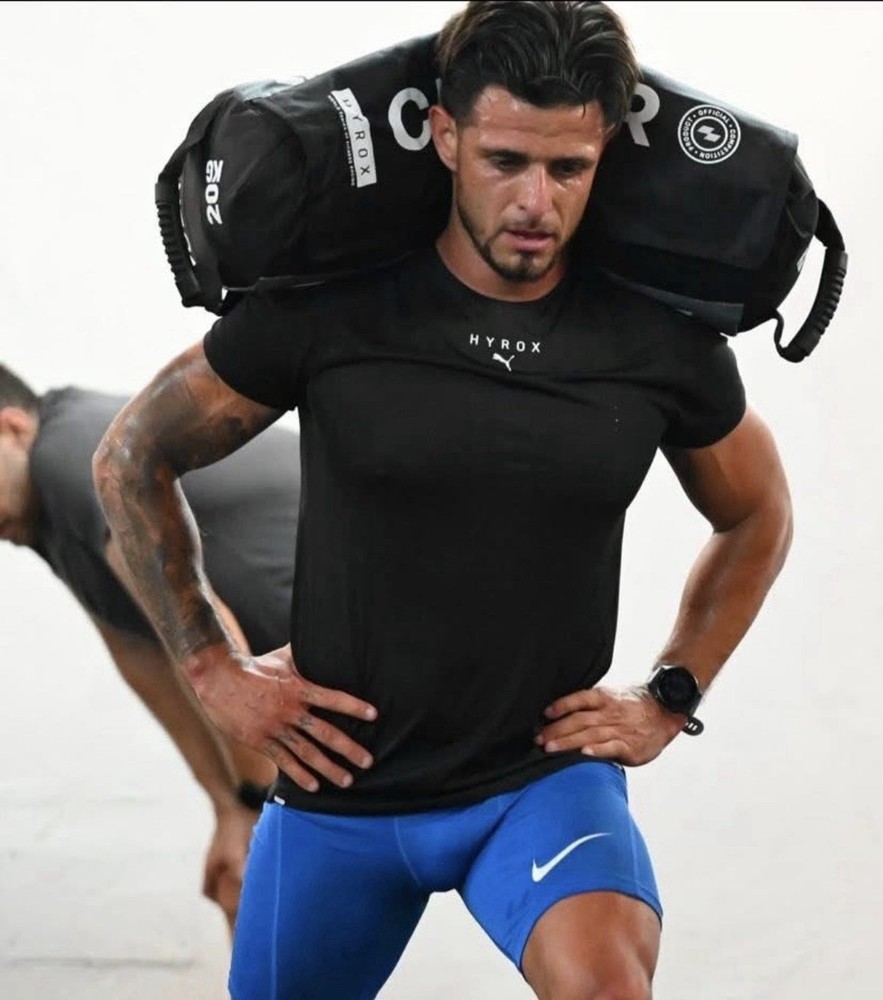 Mens Nike Spandex Half Tights Compression Shorts Blue Medium
