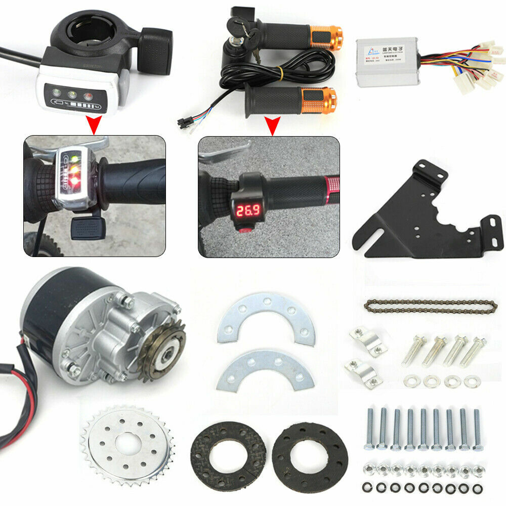 36V 350W Electric Bicycle Brush Motor Chain Drive Mountain E-Bike Conversion Kit