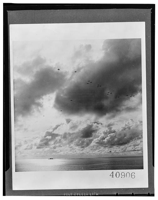 Photo:World War II Navy Aircraft Over Ocean Clouds 1940s Aerial Formation