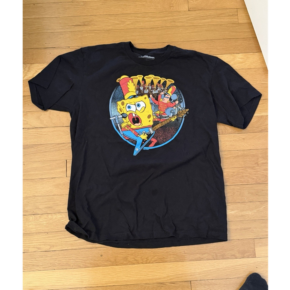 Nickelodeon SpongeBob & Patrick Graphic Black Crew T-Shirt Men's L