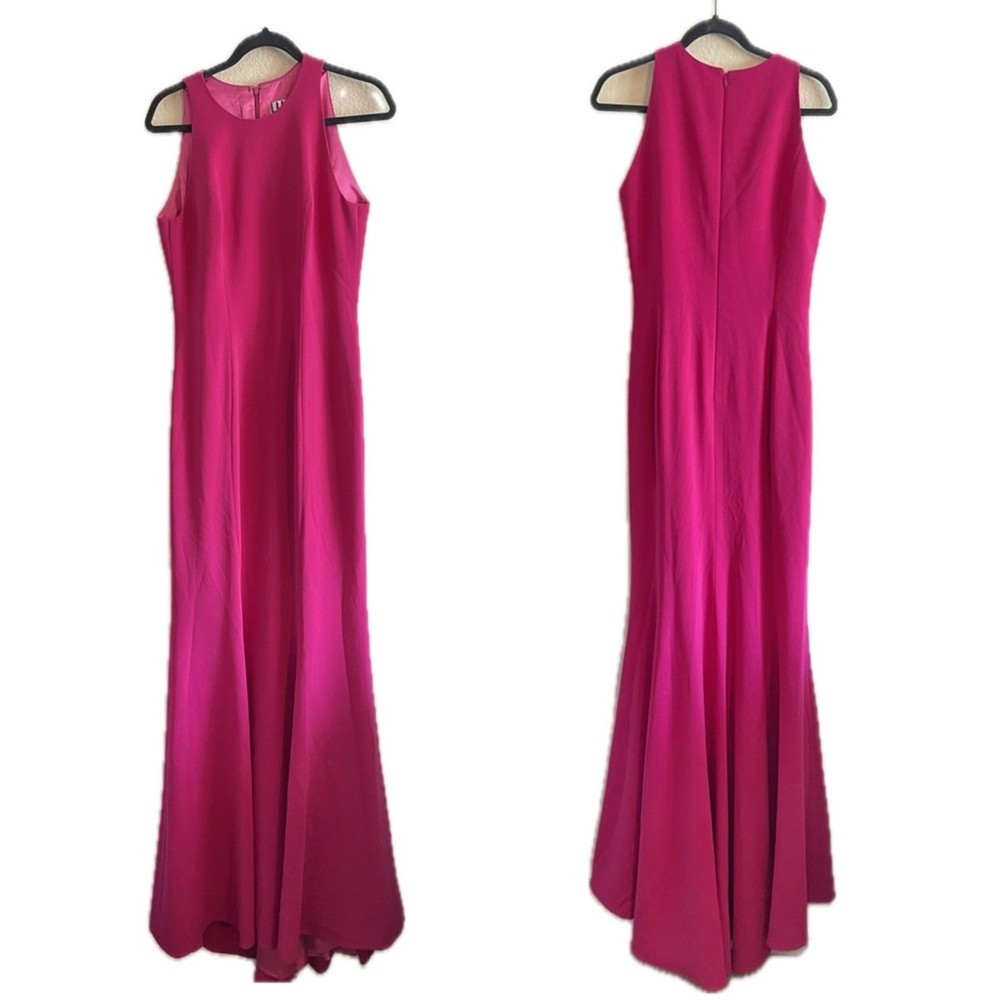 Lucian Matis Pink Floor Length Gown Satin Barbie Valentines Womens Size 8