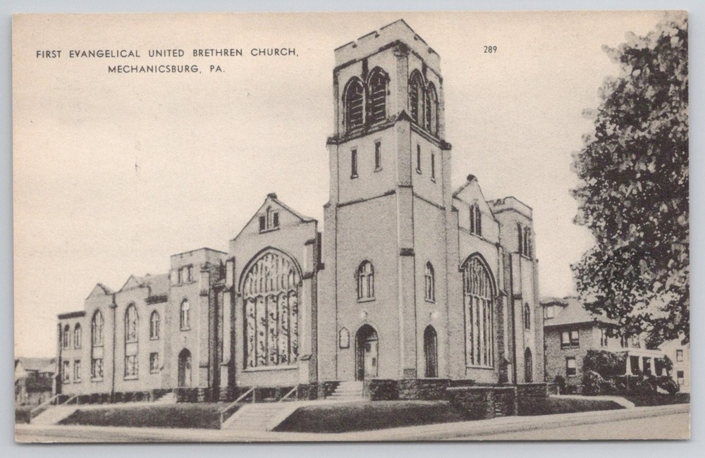 Mechanicsburg PA First Evangelical United Brethren Church Postcard Madciff