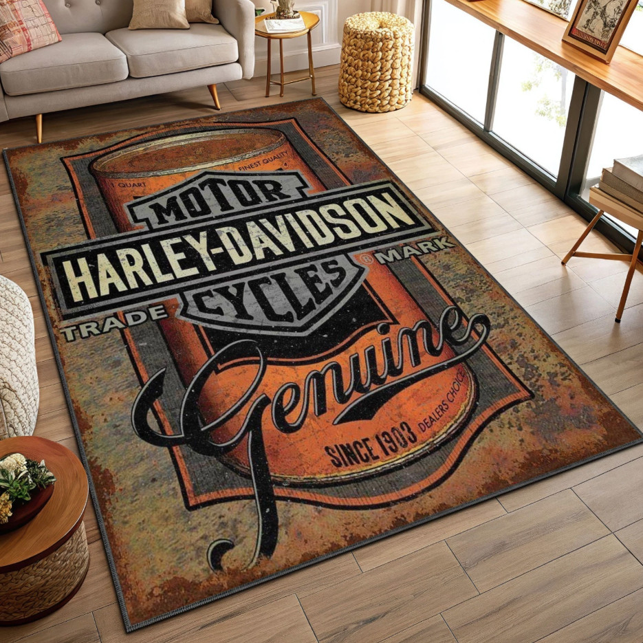 Harley-Davidson Genuine Rug – Vintage Biker Carpet for Mancave & Garage Decor