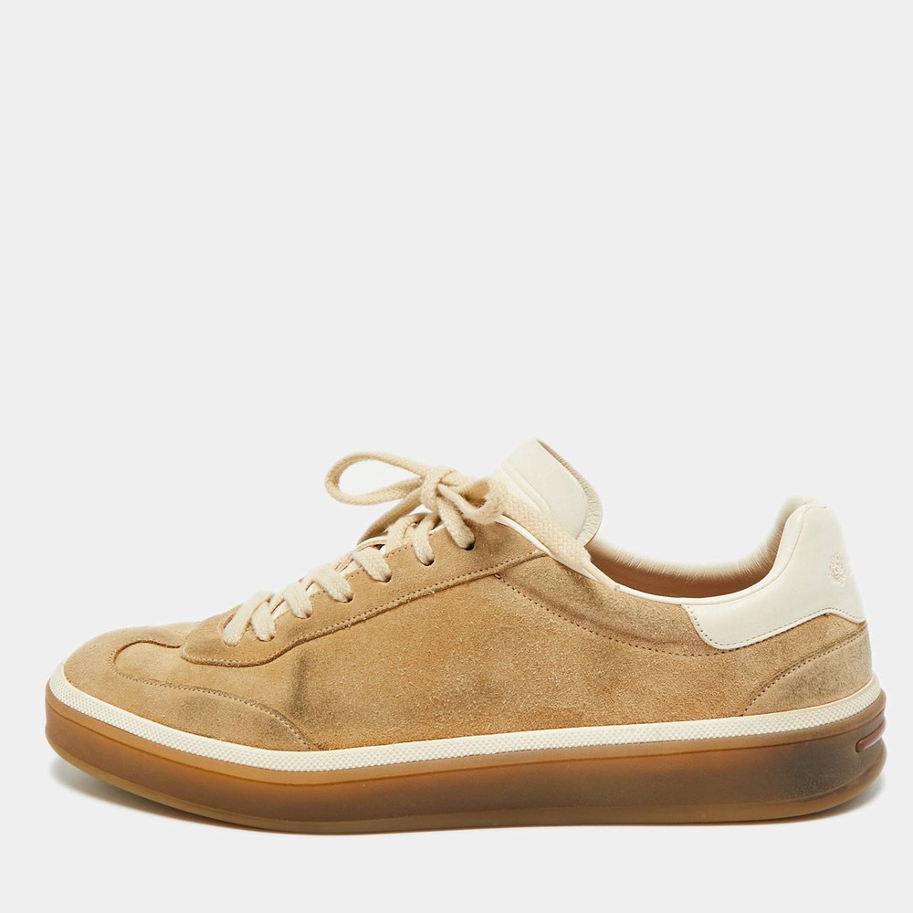 Loro Piana Tennis Walk Size 40 BeigeCream Suede Low Top Sneakers