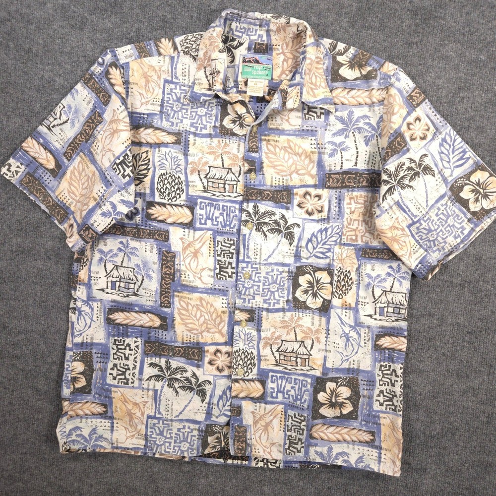 Vintage Reyn Spooner Shirt Mens M Hawaiian Tribal Patchwork Print Made In Hawaii