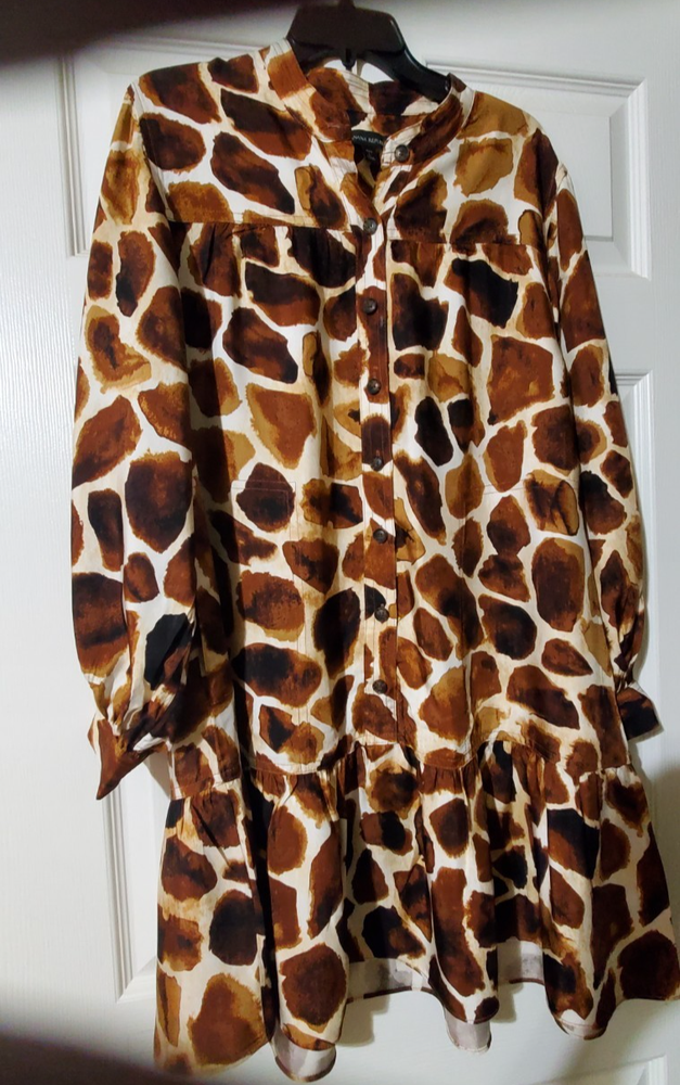 Perfect Banana Republic Woman's Shirt Dress Giraffe Print Size Large w/ Pockets