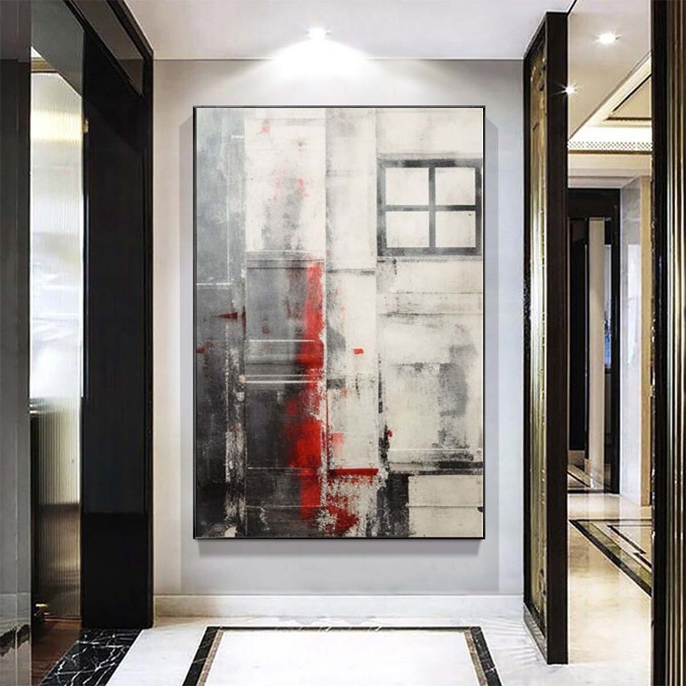 Black Red Handmade Oil Painting Abstract Art Oil On Canvas For Living Room