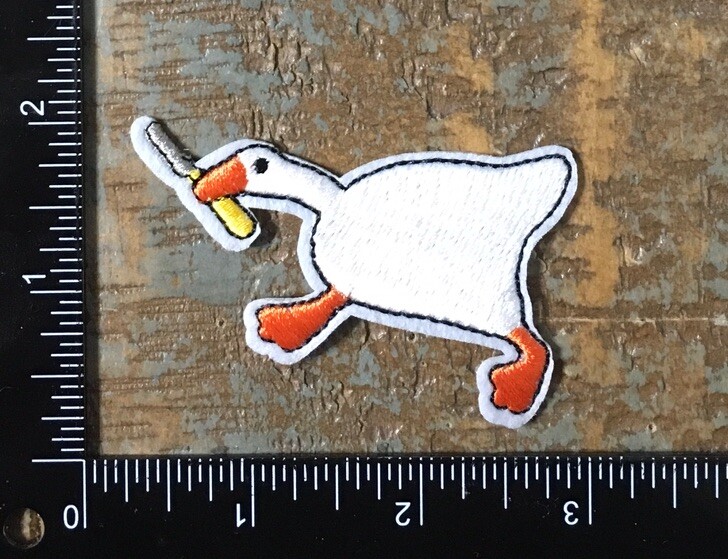 KILLER GOOSE White Goose Knife Waterfowl Bird Funny Embroidered Iron-On Patch