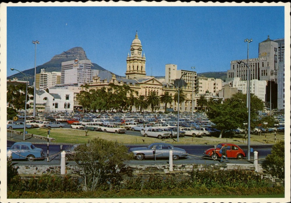 South Africa Cape Town City Hall Grand Parade red VW Bug  unused postcard sku157