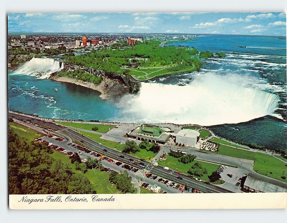 Postcard Aerial View American Falls & Horseshoe Falls Niagara Falls