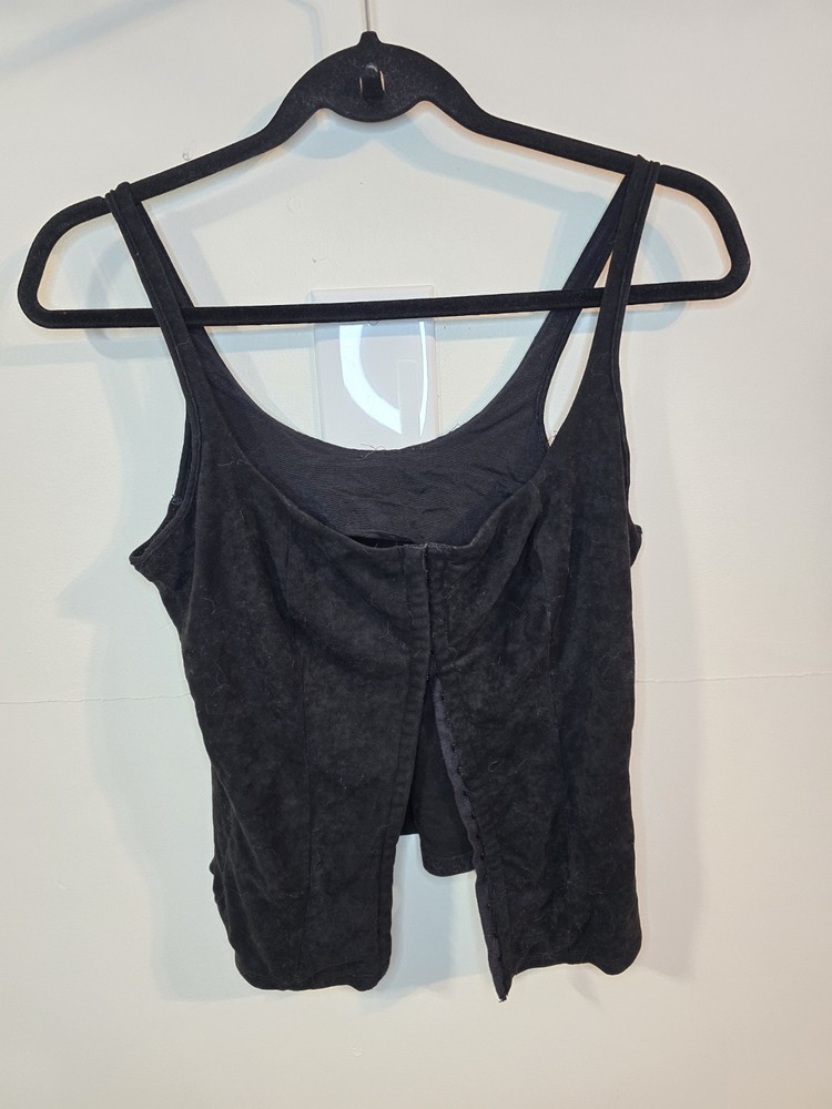 Vintage Women’s XL Corset Style Tank Top Eye And Hook Black Whimsigoth Grunge