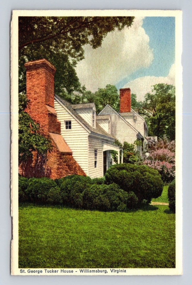 Williamsburg VA-Virginia, St George Tucker House, Antique, Vintage Postcard
