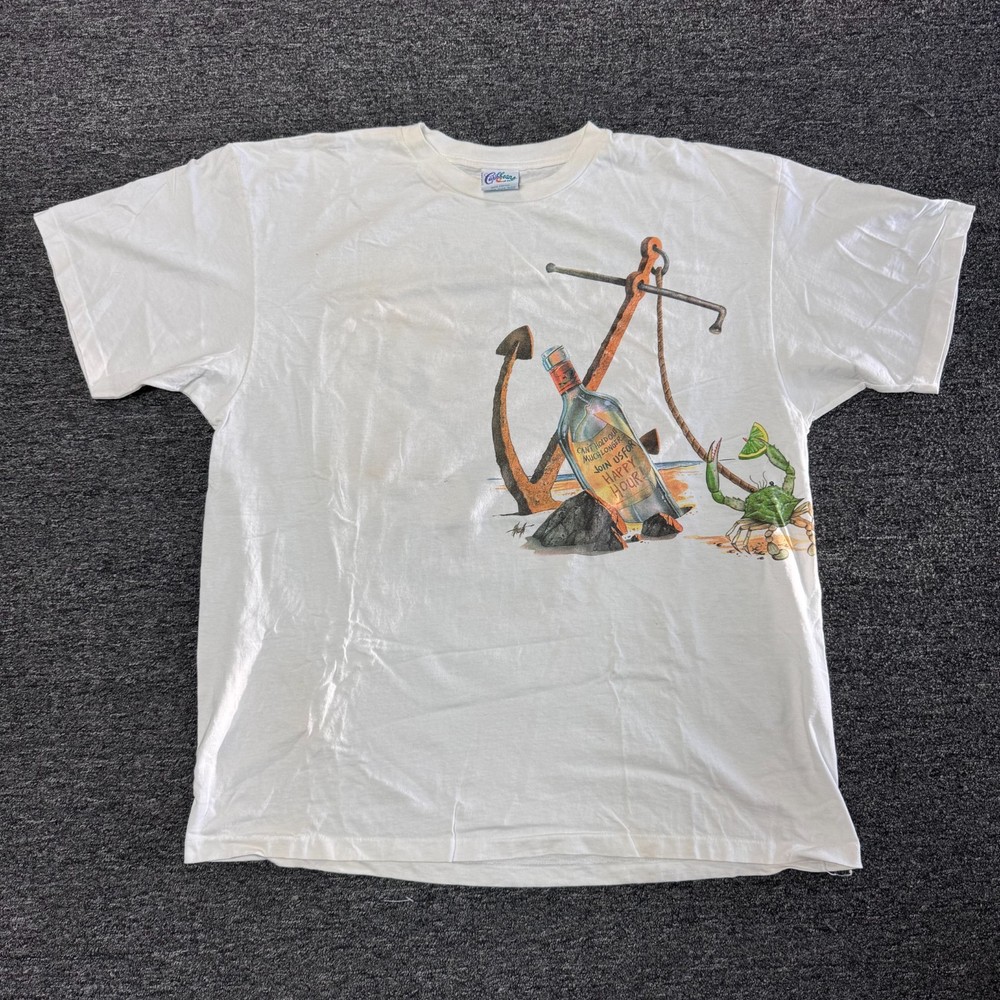 Vintage 90s Caribbean Soul Nautical Beach Island Surf T-Shirt 2XL On the Rocks