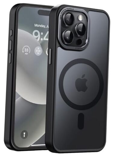 Upgraded Magnetic for iPhone 15 Pro Max Case [Compatible with Magsafe] Black