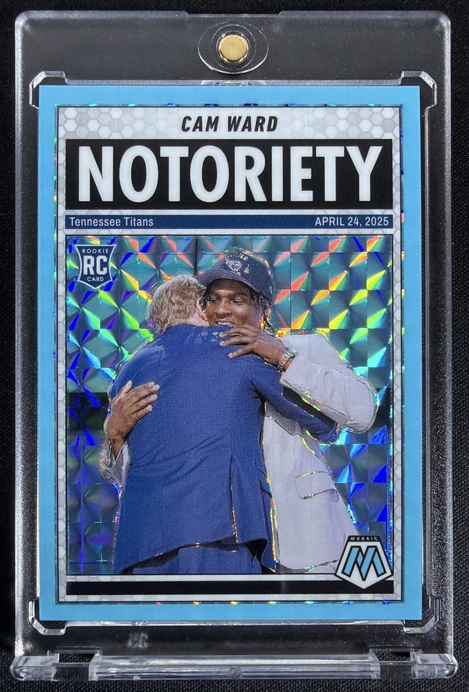 2025 Panini Mosaic Cam Ward #17 Notoriety Blue Fluorescent Prizm 8/15 RC Titans