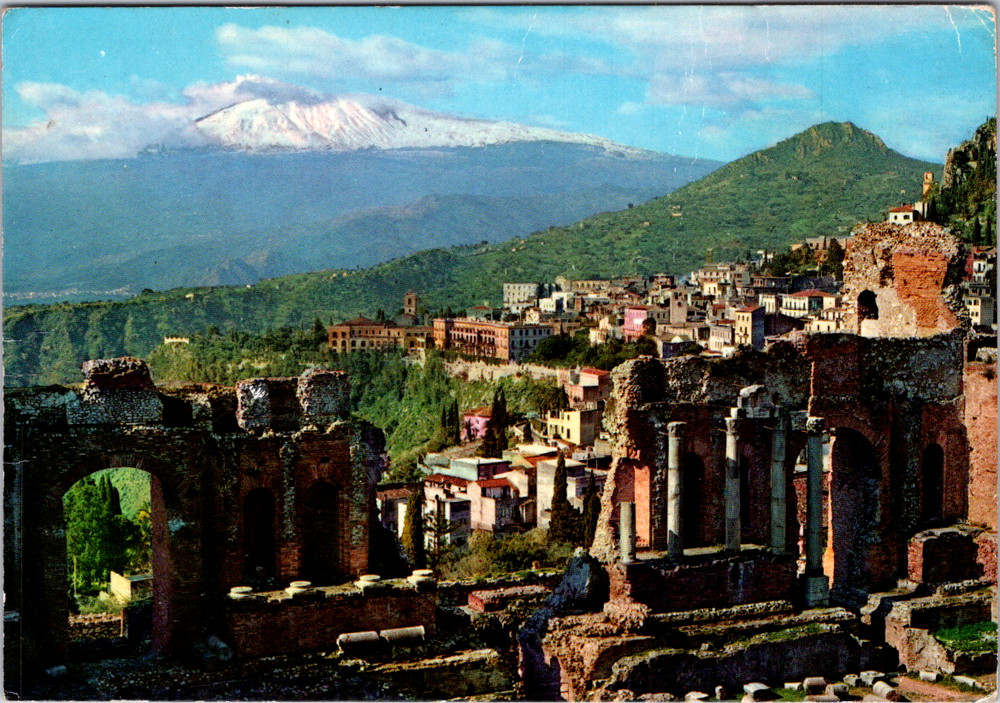 Vintage Postcard Taormina Greek Theatre Italy
