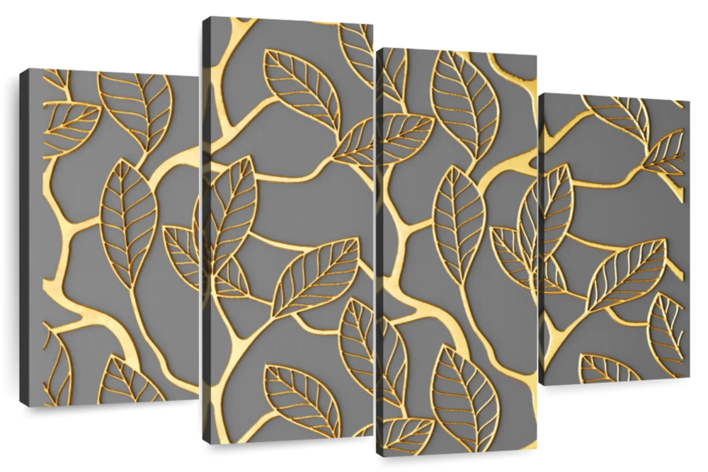 Gold Leaves Lattice Wall Art