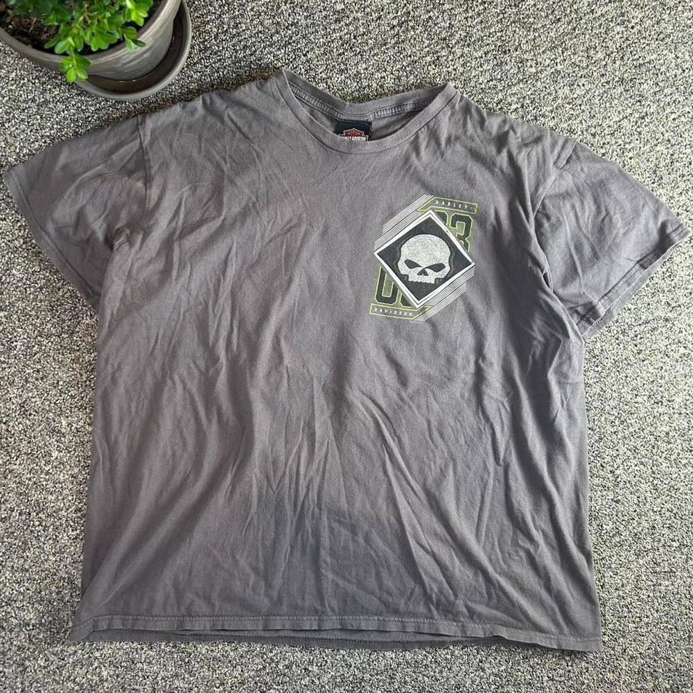 Harley-davidson Men's Grey and Navy T-shirt