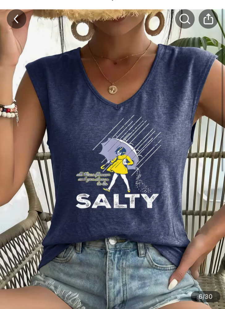Women's Salty graphic t-shirt cotton jersey neck Navy Blue S-XXL