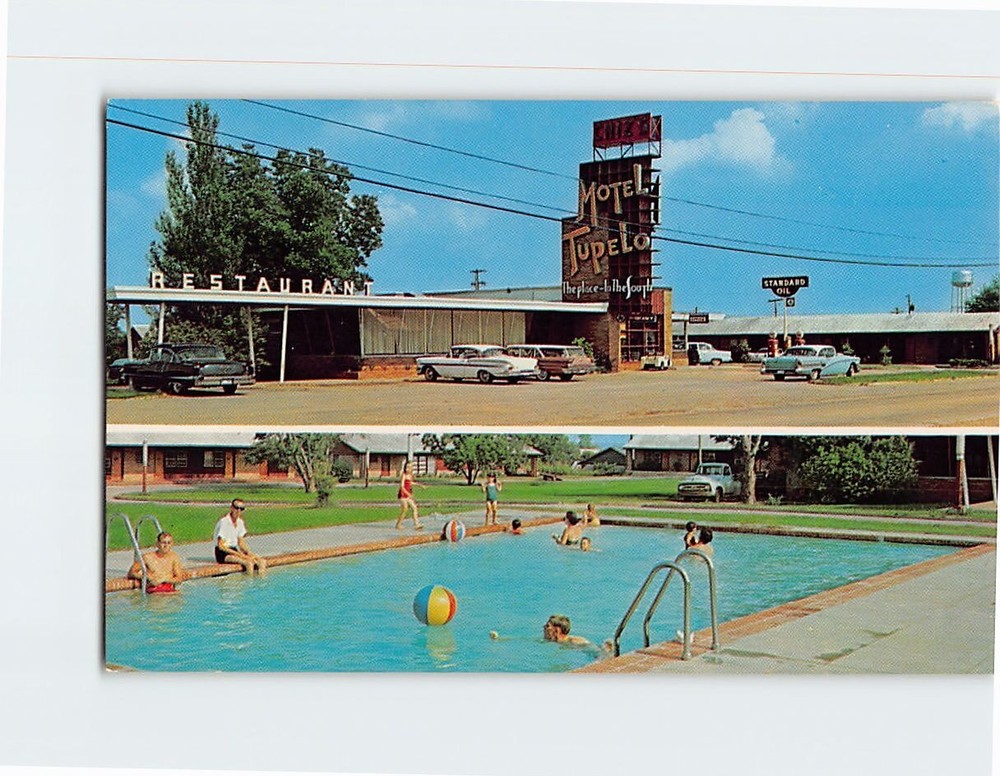 Postcard Pool View Chiz's Motel Tupelo Mississippi USA
