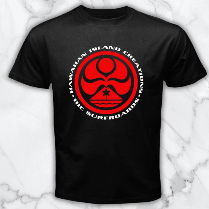 HIC Hawaiian Island Creations Surfing Men's Black Graphic T Shirt Freeships