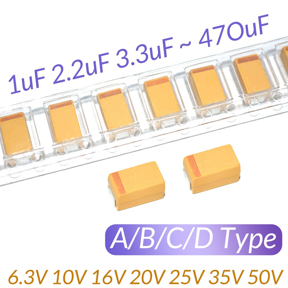 SMD Tantalum Capacitor 6.3V 10V 16V 20V 25V 35V 50V A/B/C/D Type 1uF to 470uF