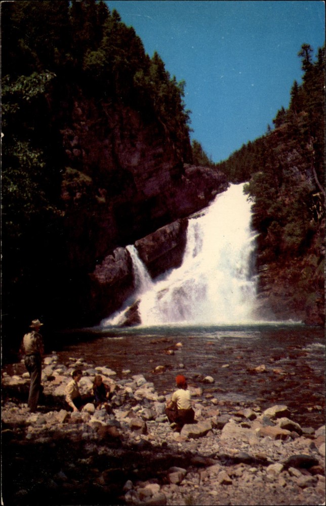 Cameron Falls Waterton Lakes National Park vintage postcard y188