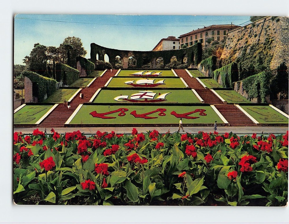 Postcard The Gardens of the Victory's Square, Genoa, Italy